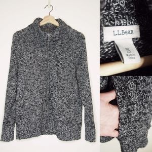 LL Bean Zip-Up Turtleneck 100% Cotton Sweater EUC